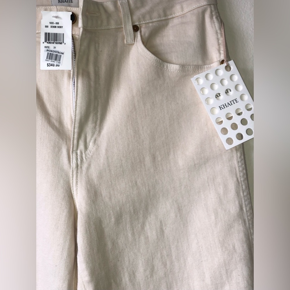 Khaite Cream Straight-Leg ankle slight flare Jeans